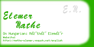 elemer mathe business card